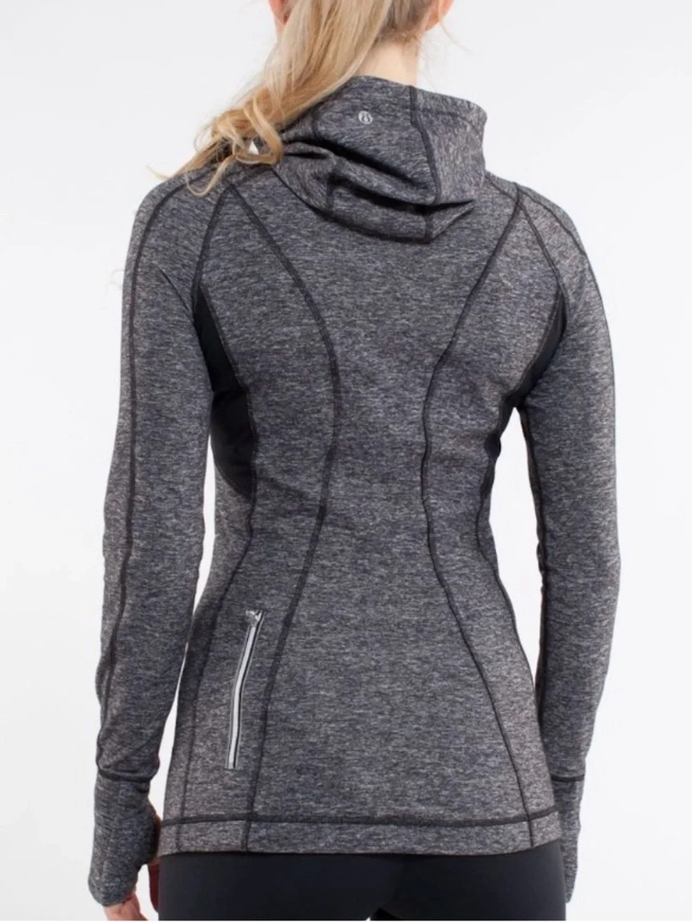Lululemon Black Gray Hoodie Pullover Long Sleeve Shirt 6 Vintage Retail $108 EUC